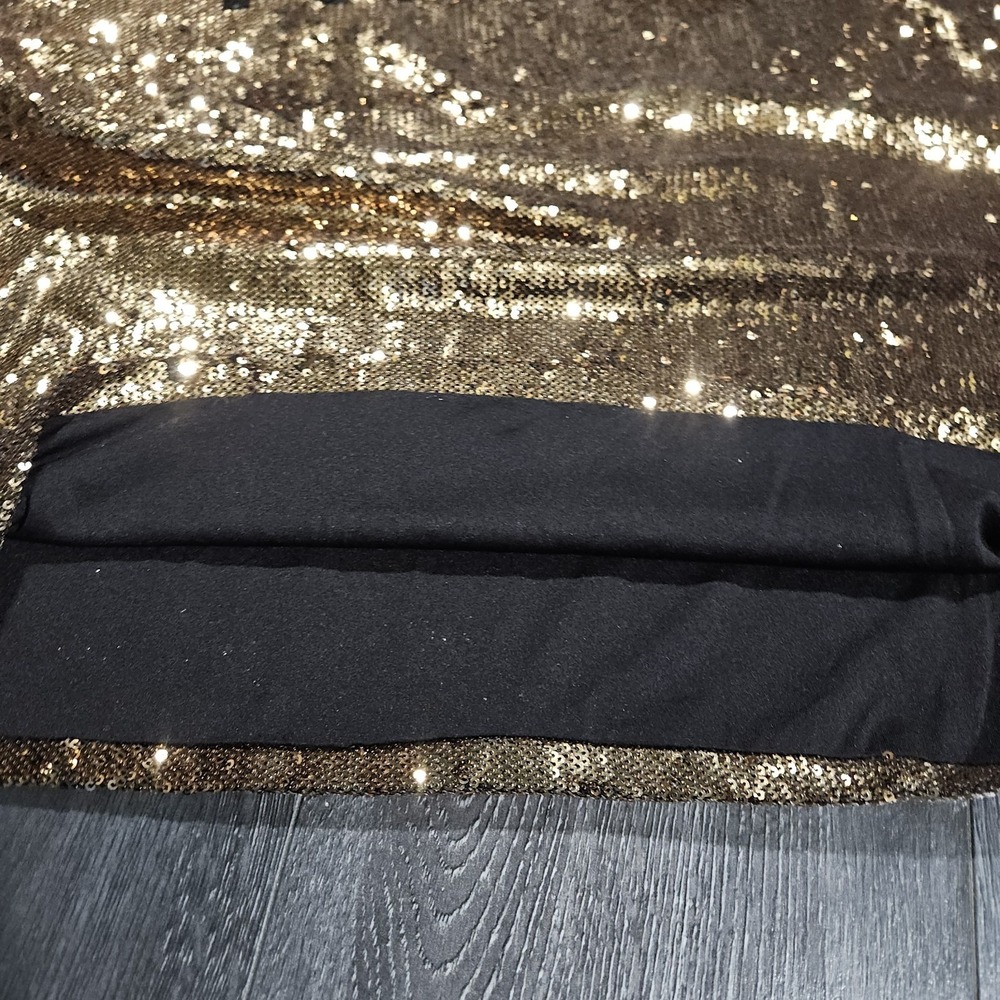 Michael Kors All Over Gold Sequin T Shirt Women M Lined Glitzy New Year Party - Picture 6 of 9